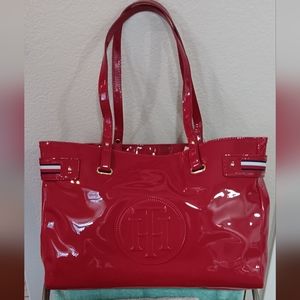 TOMMY HILFIGER NEW /tags red patent tote